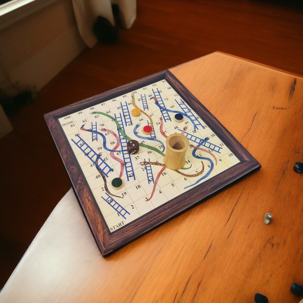 Wooden Magnetic Snake and Ladder with Ludo – A Timeless Family Game thumbnail 3
